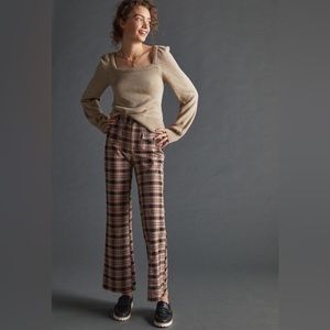 Anthropologie Maeve Plaid Flare Pants